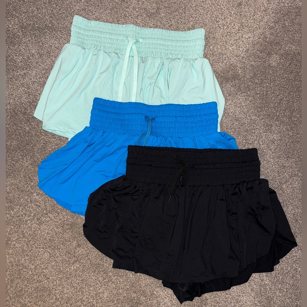 Women's Casual High-Waisted Shorts - Black, Blue, Light Green